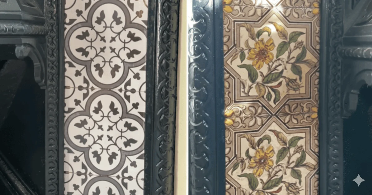 Плитка на каміні до та після