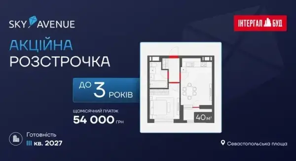 Особливі пропозиції щодо придбання однокімнатного помешкання в житловому комплексі Sky Avenue в розстрочку