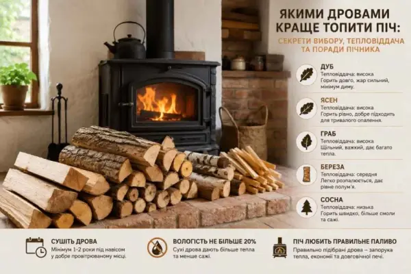 Які дрова найкраще підходять для опалення печі: поради експерта щодо вибору, теплової ефективності та рекомендації майстра
